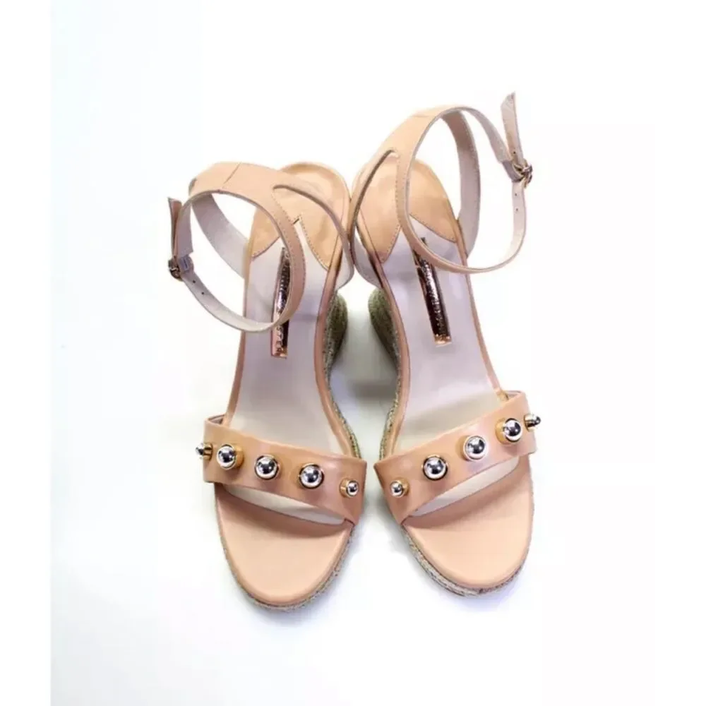 Sophia Webster Womens Dina Stud Mid Espadrilles - Praline/Silver Size 41